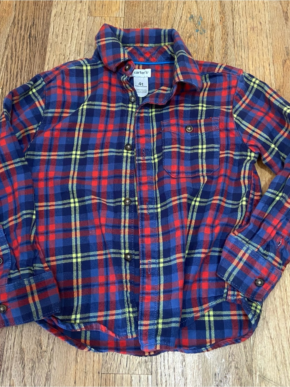 carter's Boys Red & Blue Plaid Flannel Shirt 4